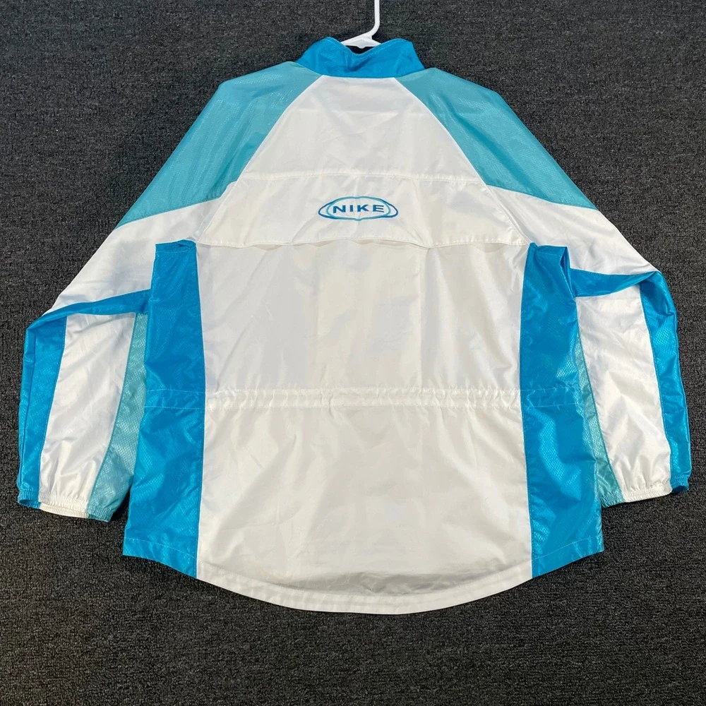 Nike Windbreaker Jacket Women Medium White Turquoise Good Vintage Colorblock 90s